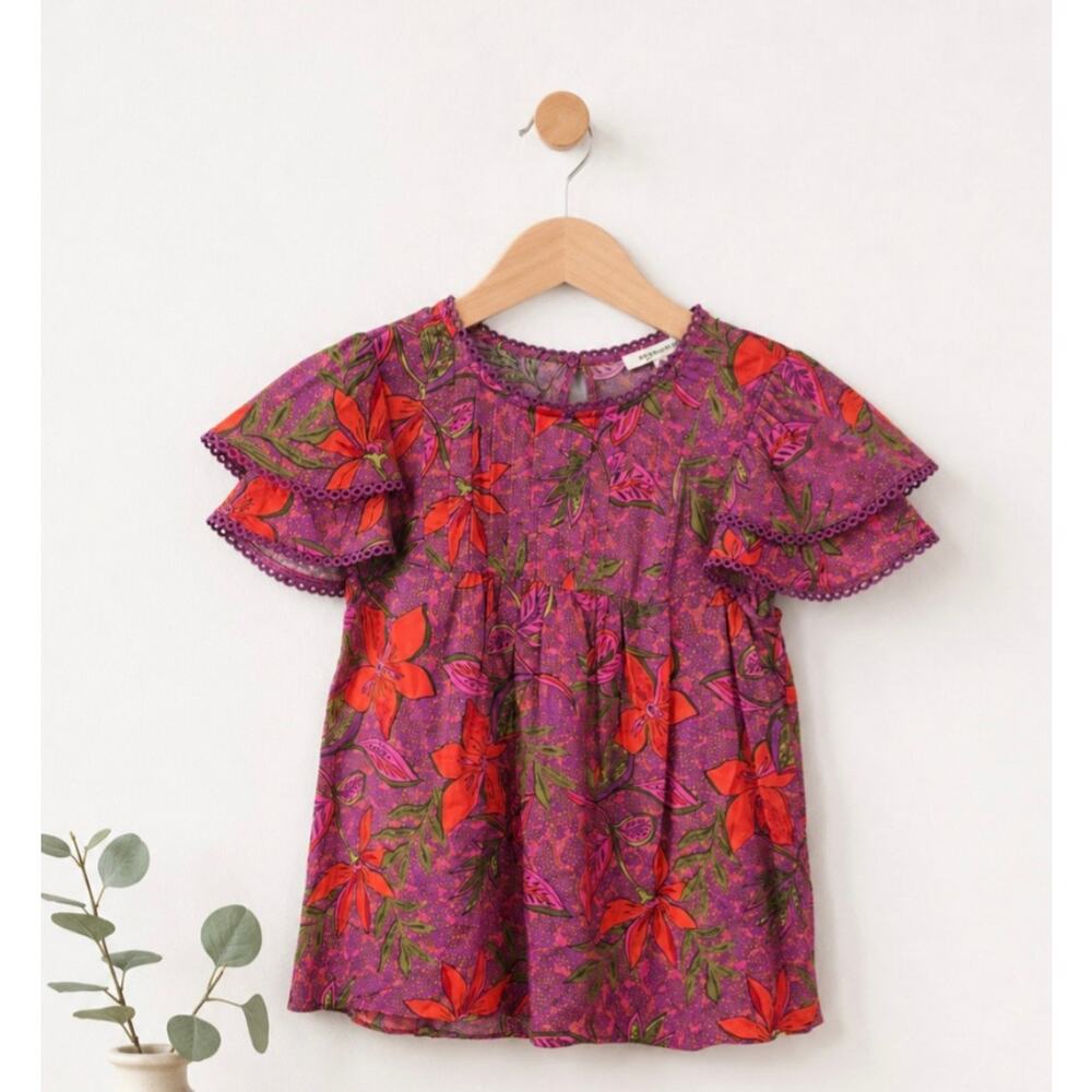 Rose + Olive Purple Floral Top S